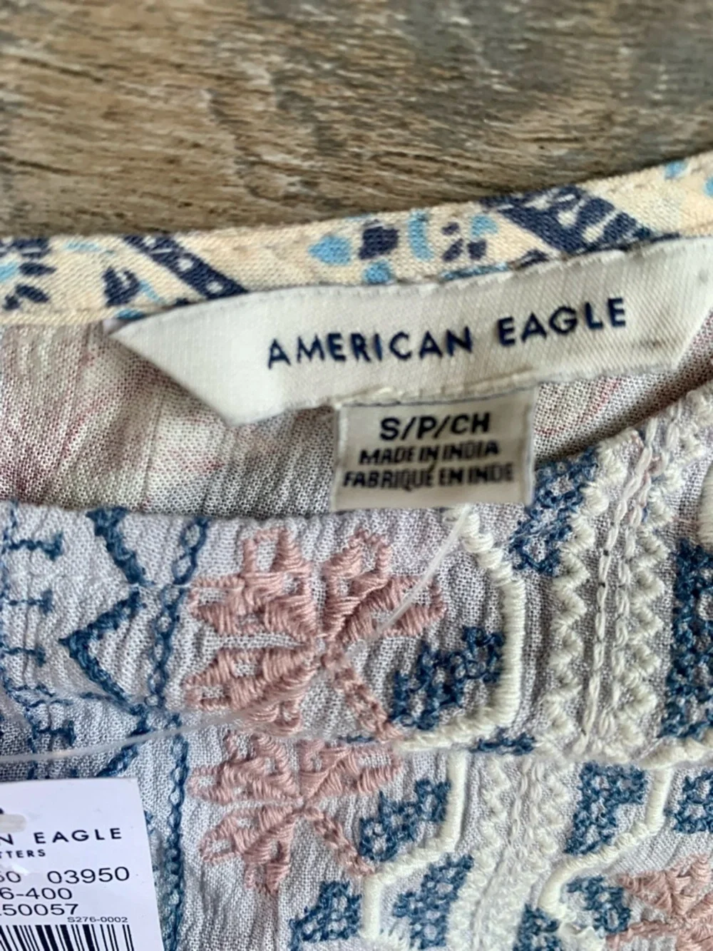 American Eagle Outfitters Floral Patchwork Peasant Blouse in Pink and Cream - Picture 3 of 6
